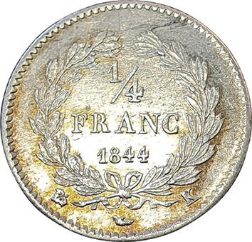 null Quart de Franc 1844 K. Bordeaux. F.166/103. 23131 ex. Rare ! SUP