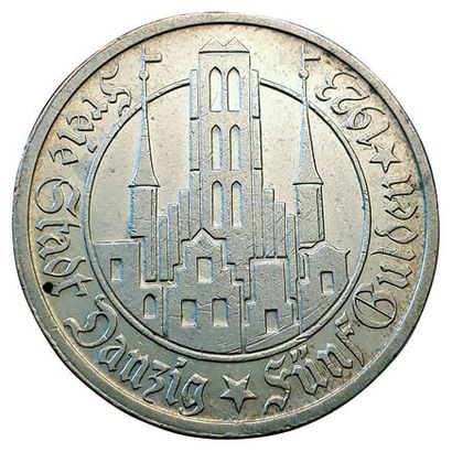 null Gdansk. Ville Libre. 5 Gulden 1923. Km.147. SUP