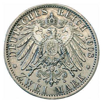 null Saxe-Weimar-Eisenach. 2 Mark 1908 A. Km.174. 50000 ex. SUP