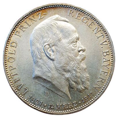 null Bavière. Luitpold. 1886-1912. 5 Mark 1911 D. Munich. 27,84grs. Km.999. SPL