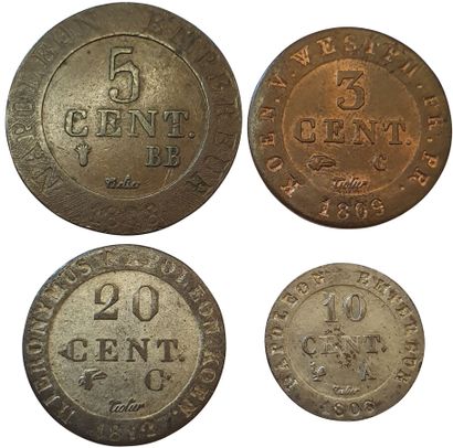 null 3 monnaies : 10 Centimes 1808 A, 5 Centimes 1808 BB, Westphalie Jérôme Napoléon...