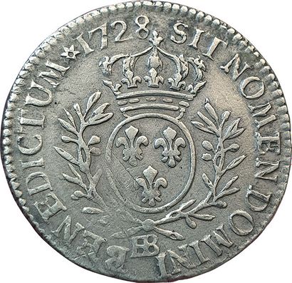null Louis XV. Cinquième d'écu aux branches d'olivier. 1728 BB. Strasbourg. 5,81grs....