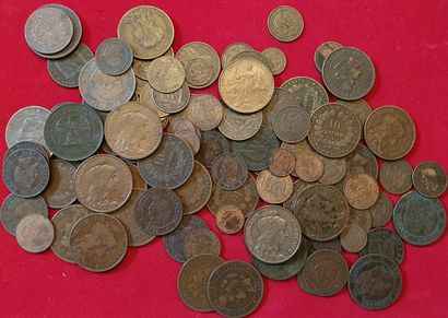 null Divers divisionnaires cuivre. 100 monnaies : Nap.III 1, 2, 5, 10 Cts, Cérès...