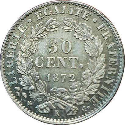 null 50 Centimes Cérès 1872 K. Bordeaux. F.189/4. SUP