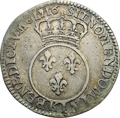 null Louis XV. Dixième d'écu Vertugadin. 1716 K. Bordeaux. 2,91grs. Gad.289. TB-...