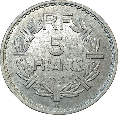 null 5 Francs Lavrillier 1948 B, 9 ouvert. Alu. F.339/15. TTB+