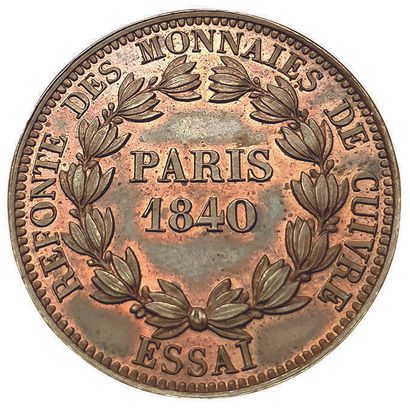 null Essai de 5 centimes, refonte des monnaies de cuivre.1840 Paris. 4,98grs. Maz.1148....