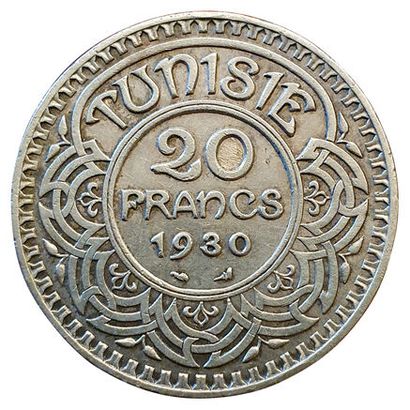 null Tunisie. 20 Francs 1930. Gad.C.358. 20000 ex. TTB+