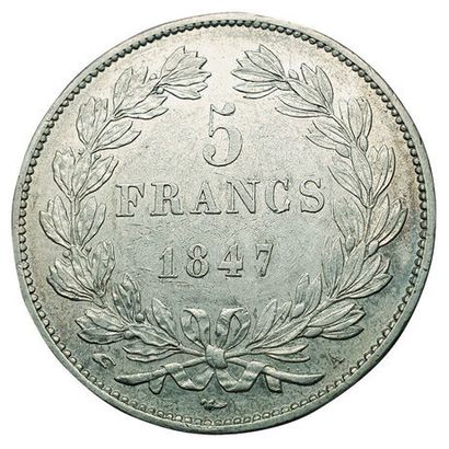 null 5 Francs tête laurée 2e type. 1847 A. Paris. F.325/14. SUP