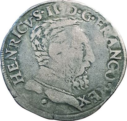 null Henri II. 1547-1559. Teston au buste nu. 5e type. 1554 M . Toulouse. 9,27grs....