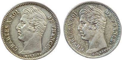 null Lot de 2 quart de Franc 1827 A et 1830 A. SUP