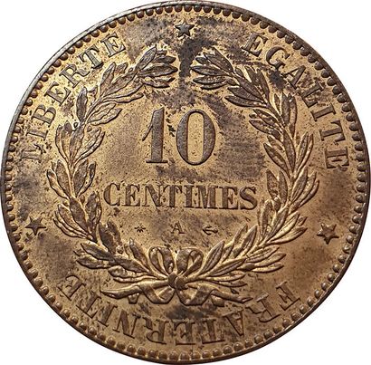 null 10 Centimes Ceres 1873 A. Paris. F.135/10. SUP to SPL
