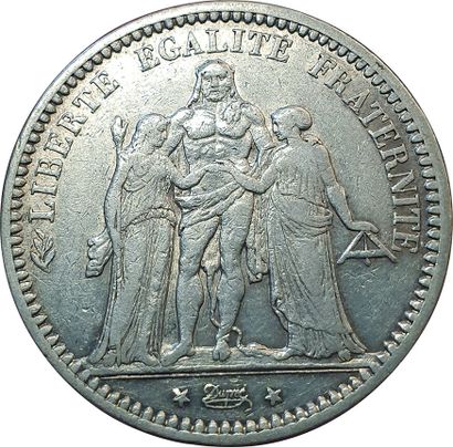 null 5 Francs Hercules 1871 K. Bordeaux. F.334/5. 74609 ex. Rare. VG+.