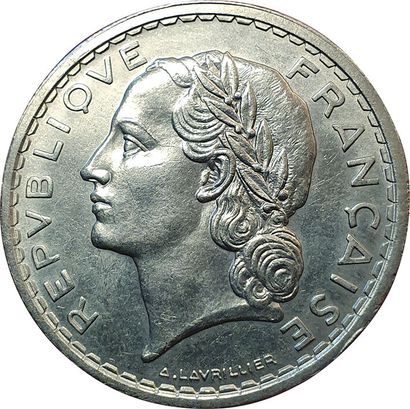 null 5 Francs Lavrillier 1937. Nickel. F.336/6. SUP