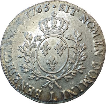 null Louis XV. Ecu au bandeau. 1765 L. Bayonne. 29,45grs. Gad.322. TTB/SUP