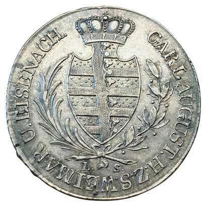 null Saxe-Weimar-Eisenach. ½ Thaler 1813 L.S. Km.167. TTB+