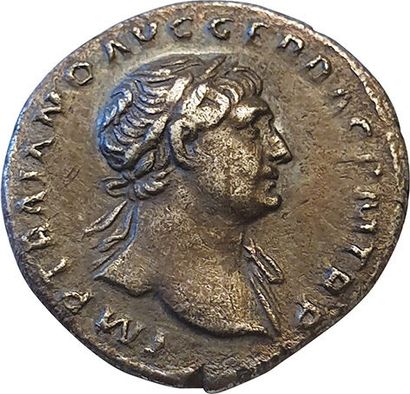 null Trajan. Denier. R/ R/ COS V PP SPQR OPTIMO PRINC/PAX. Peace holding a cornucopia...