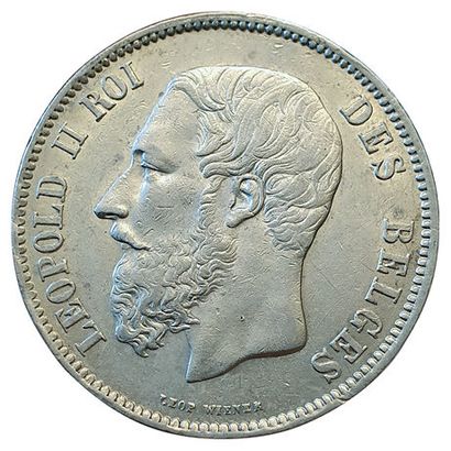 null Léopold II. 5 Francs 1865. Petite tête. Signature près du listel. Km.24. Rare....