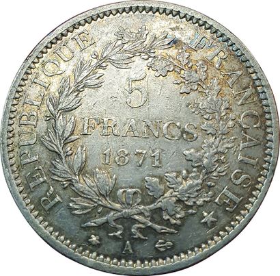 null 5 Francs Hercule 1871 A. Paris. F.334/2. TTB+
