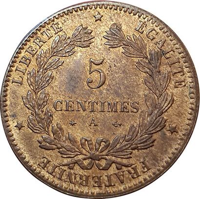 null 5 Centimes Cérès 1879 A. Paris. Ancre barrée. F.118/20. SUP