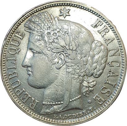 null 5 Francs Cérès 1870 K. bordeaux. Sans légende. Variété M à 4h dans l'étoile....