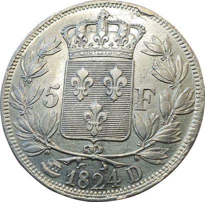 null 5 Francs 1824 D. Lyon. F.309/88. Quelques hairlines sinon TTB+