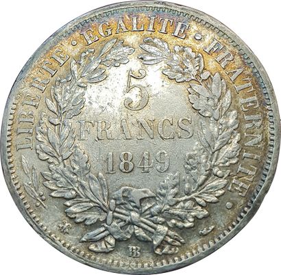 null 5 Francs Cérès 1849 BB. Strasbourg. F.327/3. TTB+