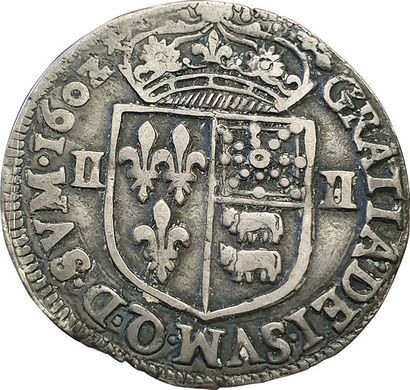 null Henri IV. Quart d'écu de Béarn 1602. Pau. 9,4grs. Sb.4706 (6ex.). TTB