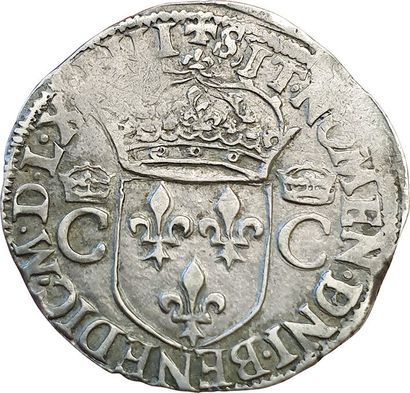 null Charles IX. Teston 2e type. 1574 F. Angers. Tête de lion pour Philippe Varice....