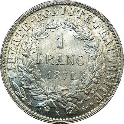 null 1 Franc Cérès 1871 K. Bordeaux. F.216/3. SPL
