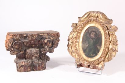 null Ex-voto en bois et stuc doré à décor peint de St-André

XVIIIème siècle

H.:...