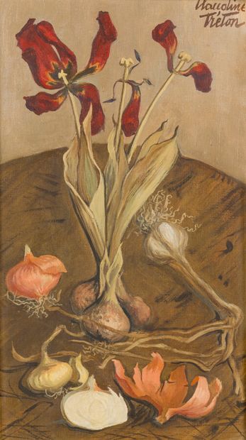 null Claudine TRETON (XXth)

"Iris and onions"

Oil on canvas, signed in the upper...