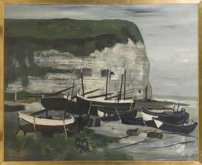 null Gaston SEBIRE (1920-2001)

Barques de pêche sous la falaise, Yport

Huile sur...