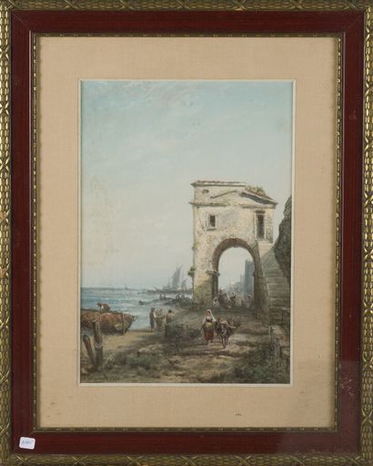null Paul PASCAL (1839-1905)

Vue de port avec une arche, 1880

Gouache, signée et...