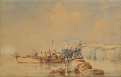 null Vincent COURDOUA N (1810-1893)

The return of the fishermen

Watercolor, signed...