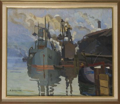 null Marcel DELAU NAY (1876-1959)

Paquebots à quai

Huile sur toile, signée en bas...
