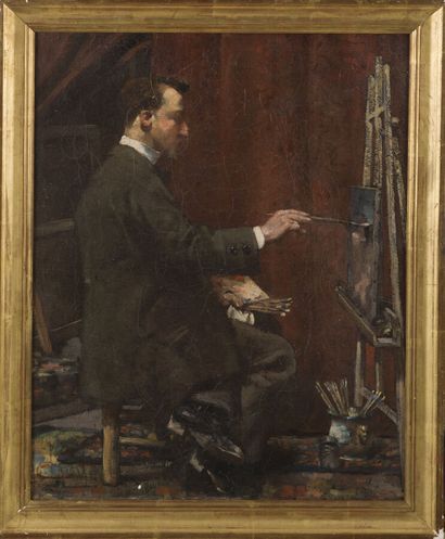 null ECOLE DU XIXème SIECLE

Le peintre à son chevalet

Huile sur toile.

41 x 32...