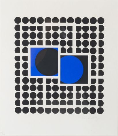 null Victor VASARELY (1906-1997)

Composition en bleu et noir

Sérigraphie en couleurs,...
