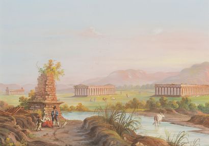 null Attribué à Paul B. PASCAL (1832-1903)

Les temples de Paestum

Gouache.

29...