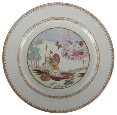 null Polychrome porcelain dish

China, 18th century

Representing a mythological...