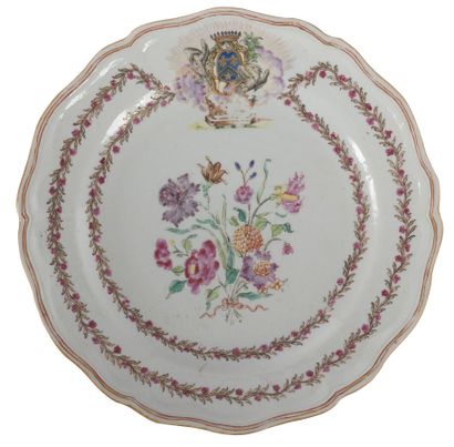 null Famille rose porcelain plate

China, circa 1765

Decorated with a bouquet of...