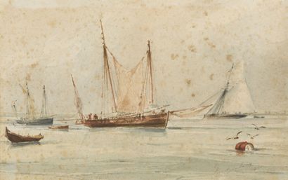 Gustave LABAT (1824-1917)
Sailboats, 1898
Watercolor...