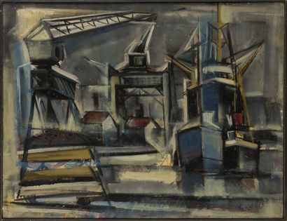 null Charles-Robert VALLET (1907-1993)
Composition Docks
Huile sur toile signée en...