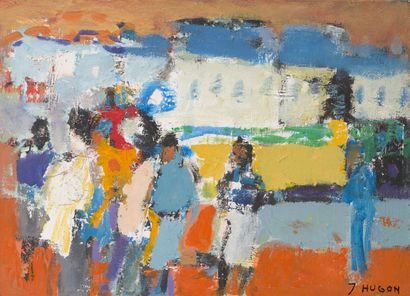 null Jean HUGON (1919-1990)
Barque au Cap-Ferret, 1958
Huile sur toile signée en...