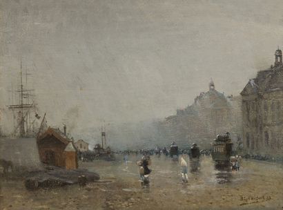 null Alfred SMITH (1854-1936)
Le quai de la Bourse, dans la brume, 1883
Huile sur...