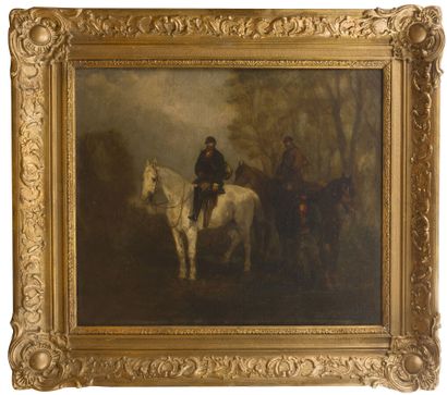 null John Lewis BROWN (1829-1890)
Scène de chasse à courre, le relais
Huile sur toile...