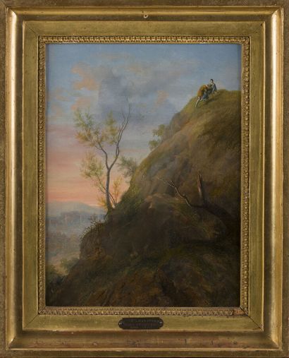 null Jean-Bruno GASSIES (1786-1832)
Poursuite romanesque dans un paysage montagneux,...