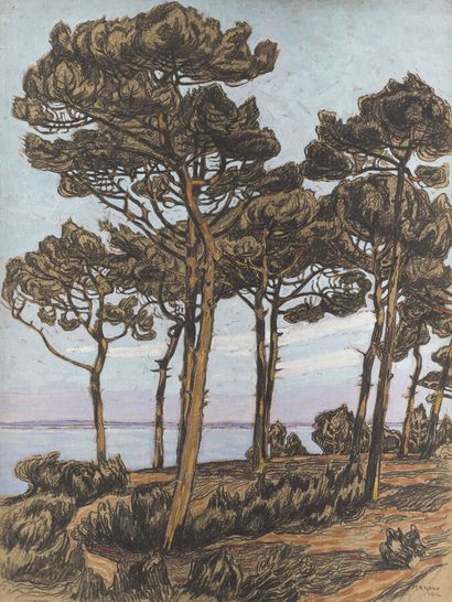 null Pierre-Gaston RIGAUD (1874-1939)
Les pins sur le Bassin, 1912
Gouache et fusain...