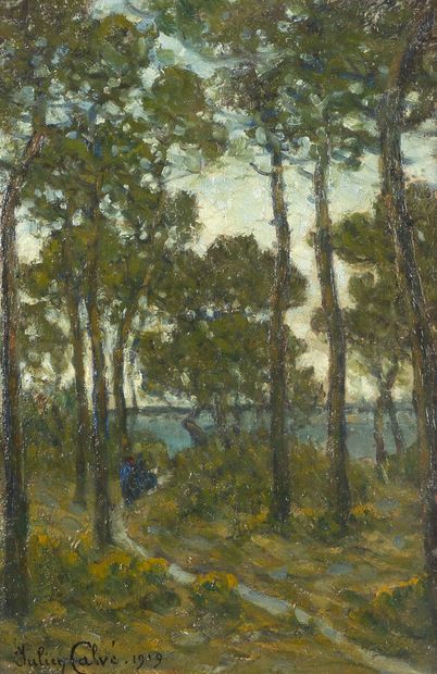 Julien CALVÉ (1851-1924)
Les pins, 1919
Huile...