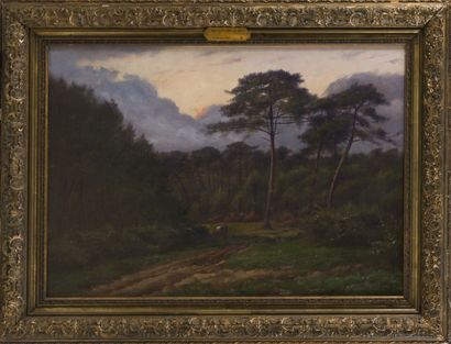 null Alfred de LA ROCCA (Macau, 1855-Bordeaux, 1919)
Entrée de la forêt de Biscarosse
Huile...